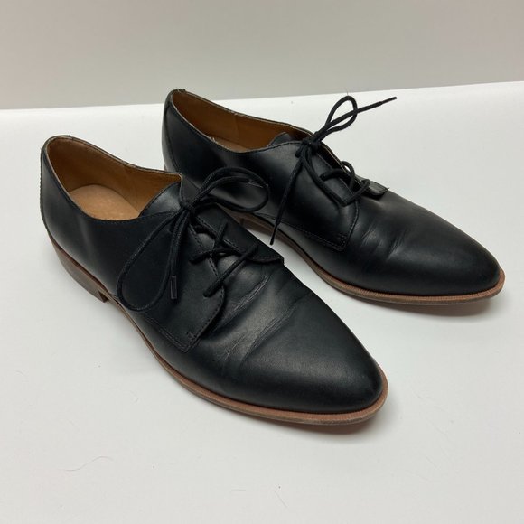 Madewell Shoes - Madewell Womens J8281 Black Lace Up Almond Toe Comfort Flat Oxford Shoes Size 9